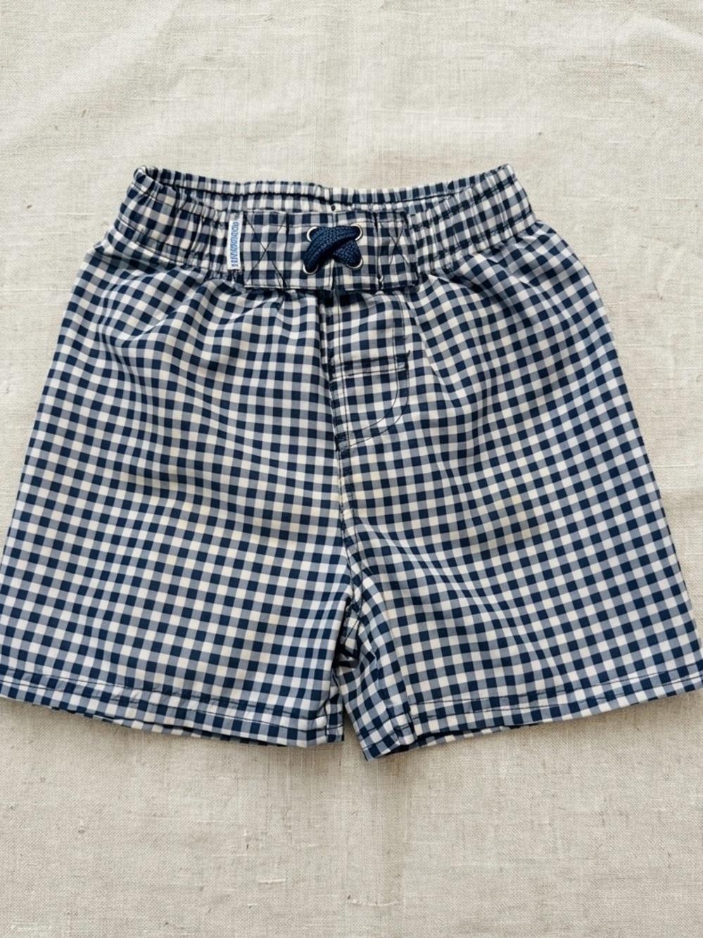Kids Gingham Swim Shorts - Navy/White